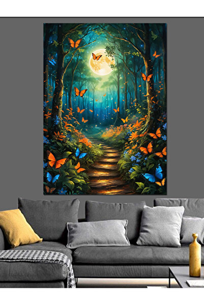 KanvasSepeti Pictură în ulei decorativă Drumul din pădure magică, texturată, de înaltă calitate, pictură pe pânză, 70 x 50 cm