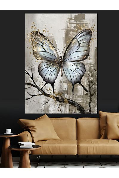 Tablomega Tree and Butterfly Decorative Canvas - Mdf Wooden Painting