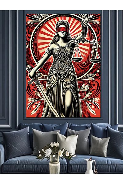 Tablomega Goddess of Justice Themed Woman Decorative Canvas - Mdf Wooden Painting