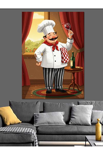 Tablomega Chef și deliciile bucătăriei Pânză decorativă - Lemn MDF