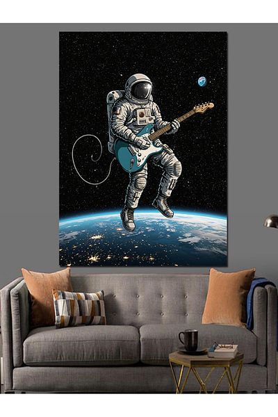 Tablomega Astronaut Playing Guitar in Space Decorative Canvas - Mdf Wood Art Print