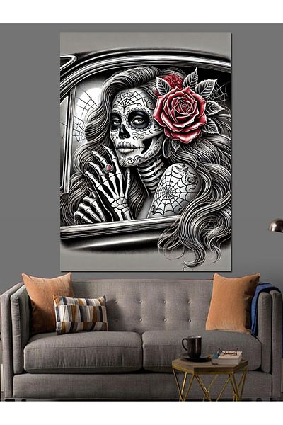 Tablomega Tattooed Gothic Woman Decorative Canvas - Mdf Wooden Painting