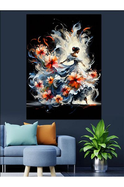 Tablomega Flowers and Dance Decorative Canvas - Mdf Wooden Painting