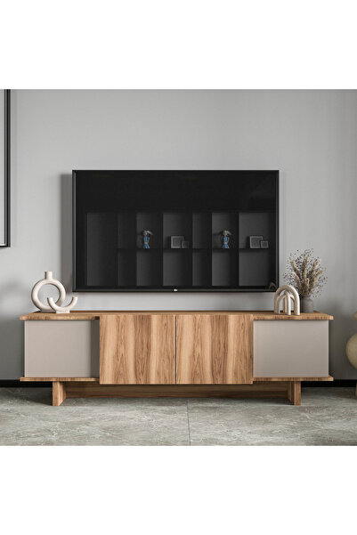 Diana 180 Cm Tv Unit, Walnut-full moon Tv Unit, Economic Tv Unit, Modular Tv Unit