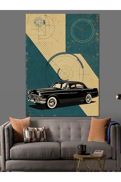 Tablomega Poster Mașină Clasică Pânză Decorativă - Lemn MDF Pictură