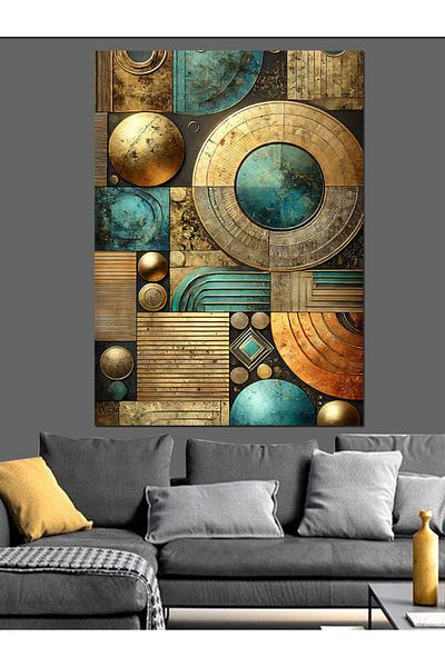 Tablomega Abstract Geometric Patterns Decorative Canvas - Mdf Wooden Painting