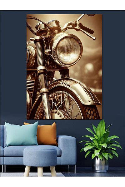 Tablomega Vintage Motorcycle Art Decorative Canvas - Mdf Wooden Painting