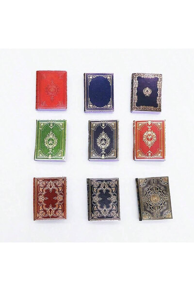 Choice مجموعة كتب بيت الدمية المصغرة بمقياس 1:12، 9 قطع - إكسسوارات ديكورية ن...