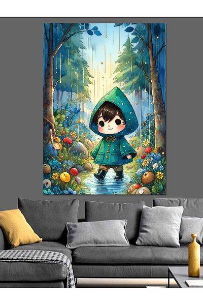Tablomega Pânză decorativă Rain Forest și Copii - Lemn MDF