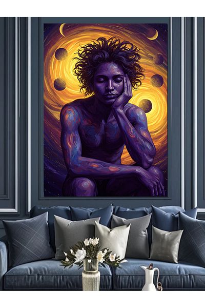 Tablomega Pânză decorativă cu portret întunecat și energizant - pictură din lemn MDF