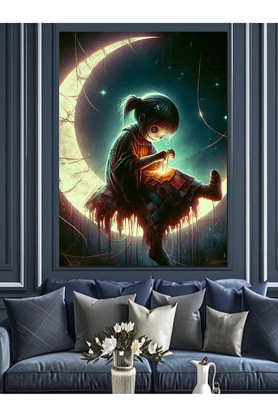 Tablomega Luna și Păpușa Pânză Decorativă - Lemn MDF
