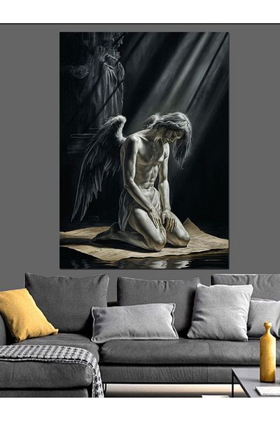 Tablomega Light and Angel Decorative Canvas - Mdf Wooden Table
