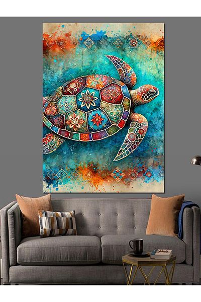 Tablomega Colorful Mosaic Turtle Decorative Canvas - Mdf Wooden Painting
