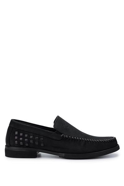 Tamer Tanca Men's Genuine Leather Black Nubuck Loafers