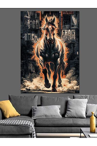 Tablomega Running Horse Decorative Canvas - Mdf Wooden Painting