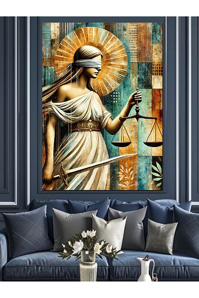 Tablomega Justice Woman Pattern Decorative Canvas - Mdf Wooden Painting