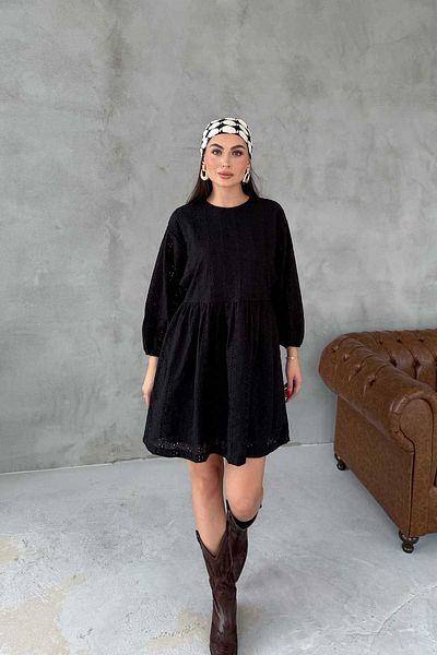 Seda Yalçın Atelier Black Brode Midi Dress