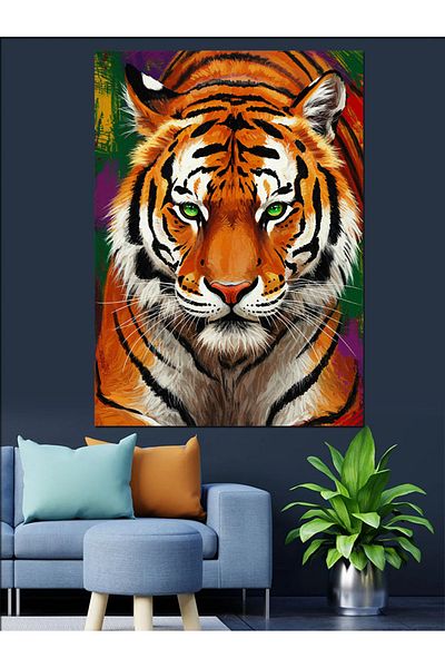 Tablomega Pânză Decorativă Portret Tigru - Lemn MDF