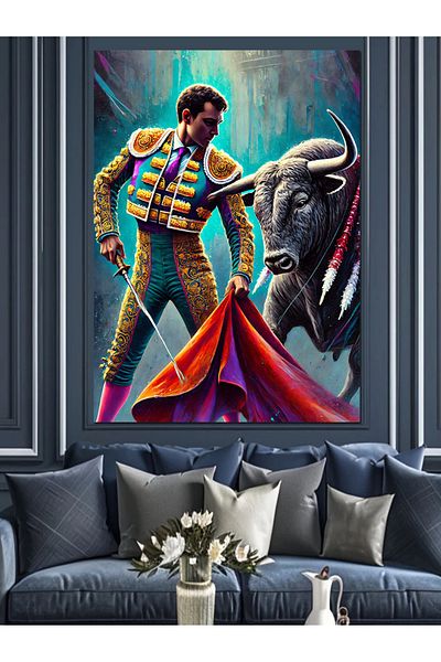 Tablomega Pânză Decorativă Matador și Taur - Lemn MDF