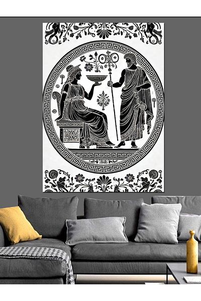 Tablomega Ancient Greek Pattern Decorative Canvas - Mdf Wooden Painting