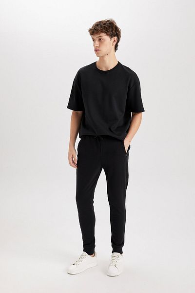 DeFacto Slim Fit Jogger Sweatpants - Lace Up Waist, ελαστικό πόδι, τσέπη με φερμουάρ A4387ax24au