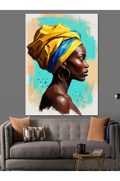Tablomega Colorful African Woman Decorative Canvas - Mdf Wooden Painting