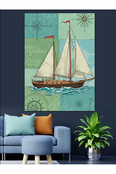 Tablomega Sailing Seascape Decorative Canvas - Mdf Wooden Painting