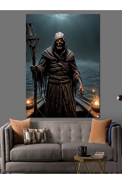 Tablomega Horrible Skull in the Sea Decorative Canvas - Mdf Wooden Painting