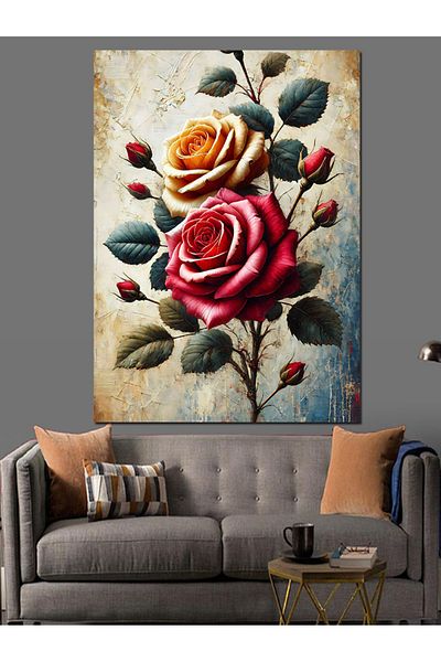 Tablomega Pictură Clasică Trandafiri Pânză Decorativă - Pictură Lemn MDF