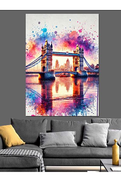 Tablomega Colorful Tower Bridge Decorative Canvas - Mdf Wooden Painting