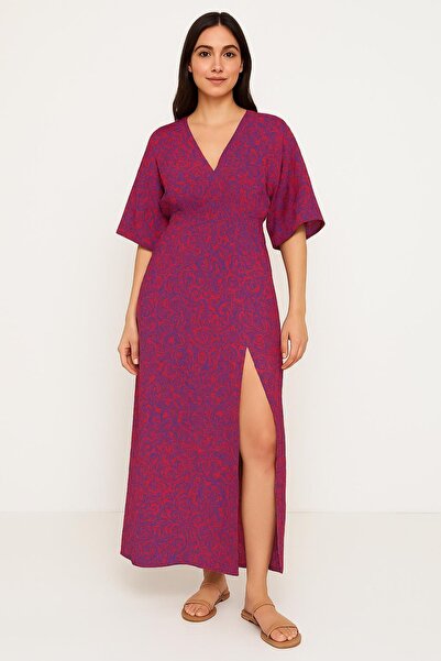 HAKKE Μίντι φόρεμα με σχίσιμο μπροστινό λαιμόκοψη