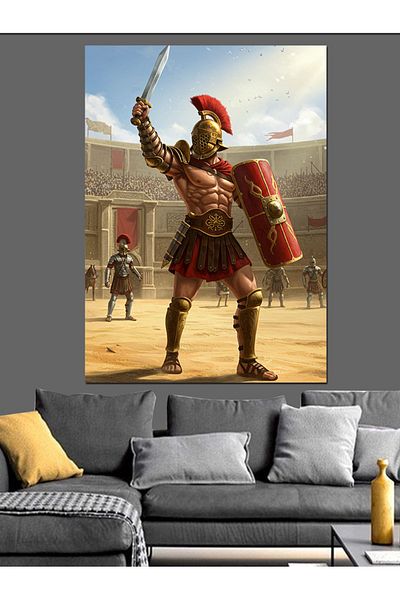 Tablomega Romal Warrior and Shield Canvas Decorativ - MDF Lemn