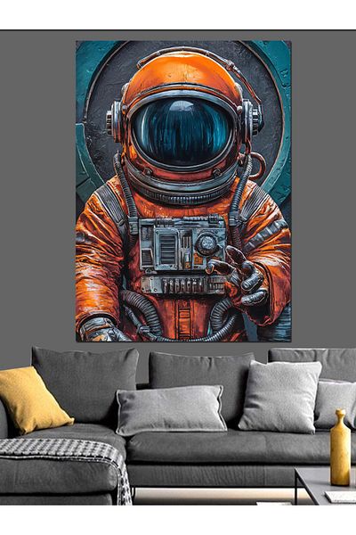 Tablomega Pânză Decorativă Astronaut Portocaliu - Lemn MDF