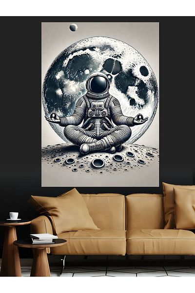 Tablomega Pânză decorativă Astronaut Meditație pe Lună - Lemn MDF