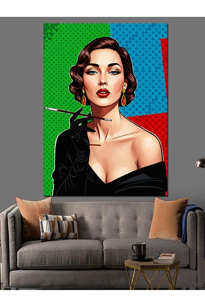 Tablomega Pânză decorativă Portret de femeie Pop Art - Lemn MDF