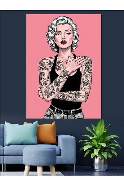 Tablomega Tattooed Woman Portrait Decorative Canvas - Mdf Wooden Painting