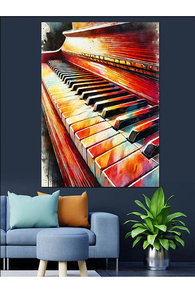 Tablomega Pictură Decorativă Din Lemn MDF - Tastaturi Pian Colorate