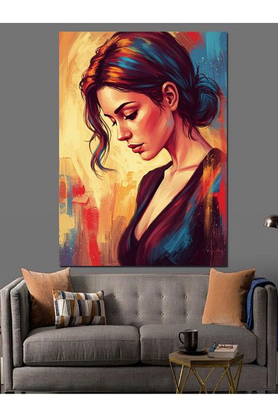 Tablomega Portrait and Abstract Woman Decorative Canvas - Mdf Wooden Painting