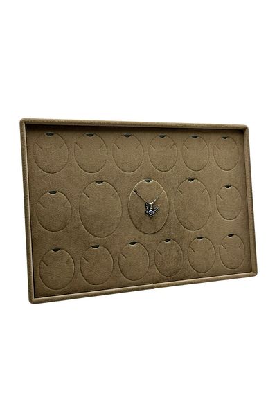 MeGass Dekor Подложка за бижута Dhaka Cross Suede Fabric с крака в цвят млечен кафе, 17 части
