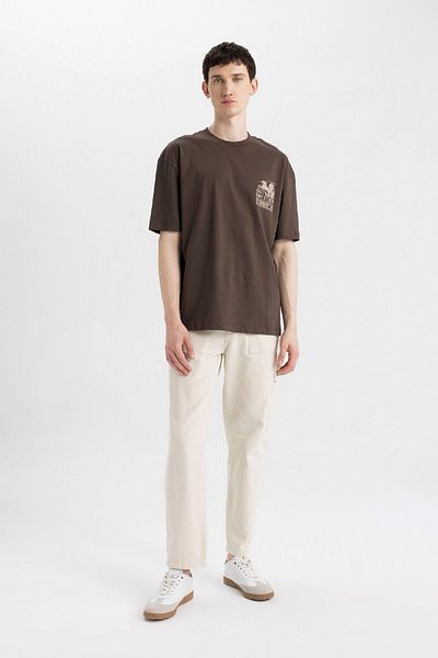 DeFacto Oversize Wide Fit Crew λαιμόκοψη εμπριμέ κοντομάνικο μπλουζάκι C7164ax24sm