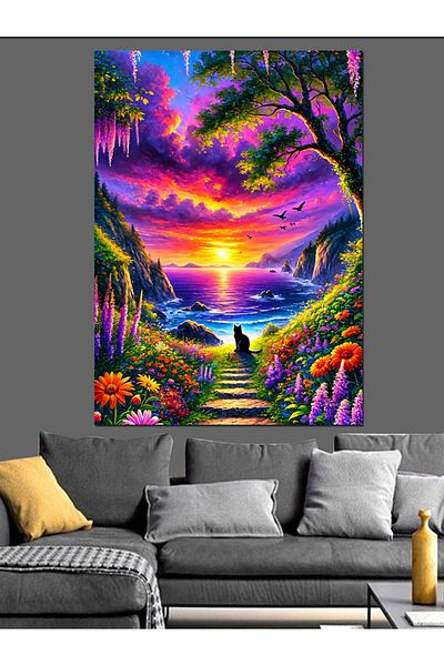 Tablomega Colorful Sunset and Nature Landscape Decorative Canvas - Mdf Wooden Painting