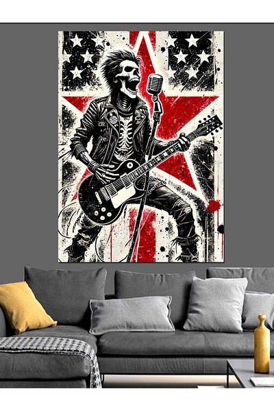 Tablomega Union Jack and Skeleton Decorative Canvas - Mdf Wooden Painting