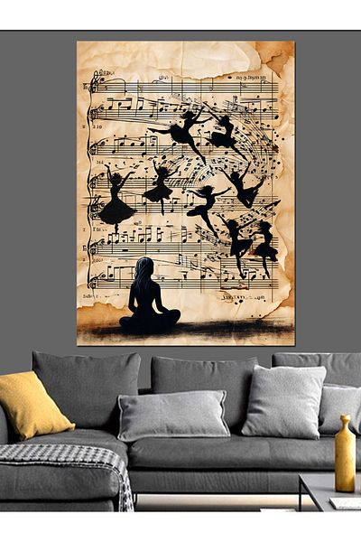 Tablomega Music Notes and Dance Decorative Canvas - Mdf Wooden Painting