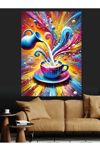 Tablomega Colorful Coffee and Energy Explosion Decorative Canvas - Mdf Wooden Painting