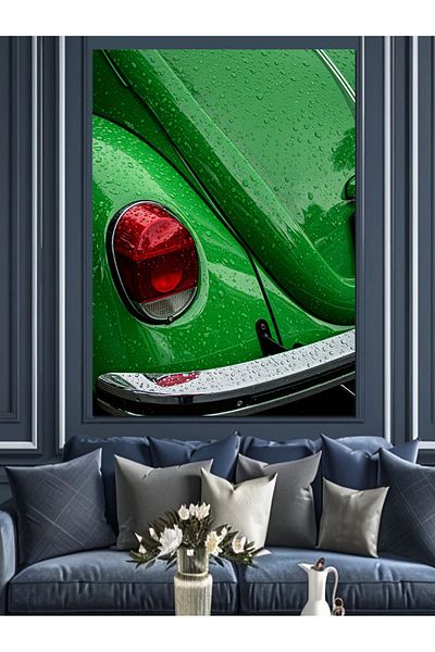 Tablomega Green Vosvos Back Design Decorative Canvas - Mdf Wooden Painting