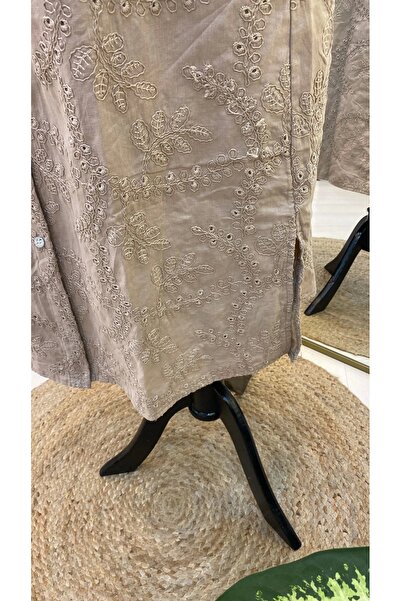 Invee İnvee 7018 Beige Modal Shirt Dress