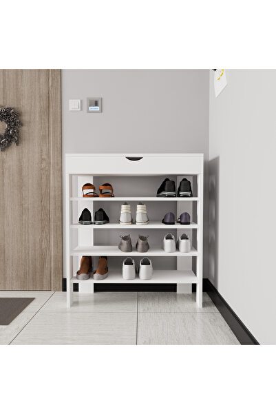 ALONEX HOME Royal Ayakkabılık , 4 Bölmeli , Saklama Gözlü , Beyaz Ayakkabılık, Ekonomik Ayakkabılık