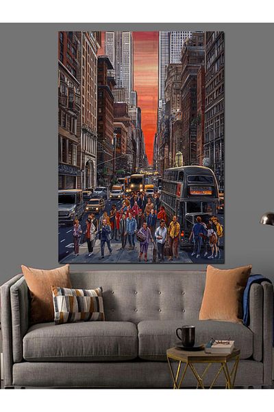 Tablomega Life in the City Decorative Canvas - Mdf Wooden Painting