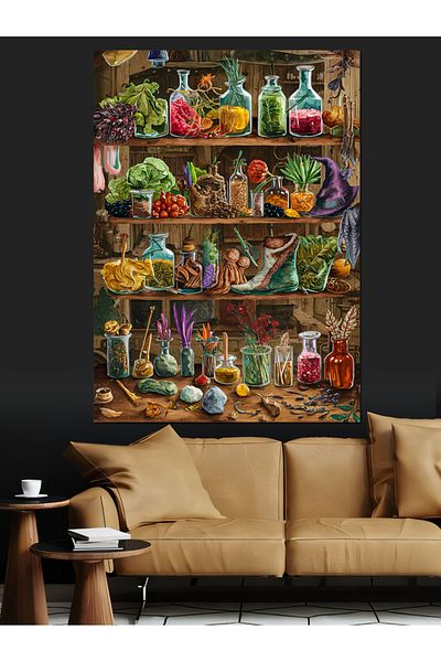 Tablomega Witch's Garden Decorative Canvas - Mdf Wooden Painting