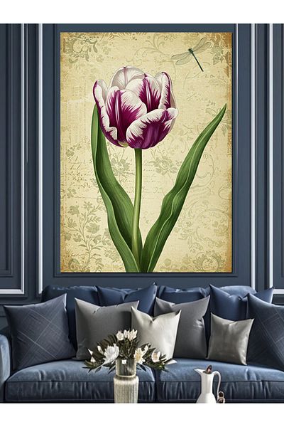 Tablomega Διακοσμητικός καμβάς Tulip and Minimalist Nature - Ξύλινος πίνακας MDF